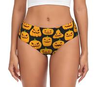 Modelli di zucca di Halloween Stampa Versatile Elegante Donne Flessibilità Elastico Panty Comodi Slip Sensazione Delicato, Nero , 4XL