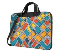 Modelli geometrici irregolari stampati Laptop Crossbody Bag Crossbody Valigetta facile da usare quando viaggia per affari, Nero, 15.6 inch