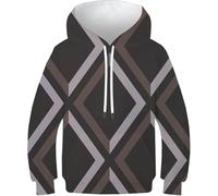 Modelli Geometrici Pullover Atletico Stampato in 3D Pullover Geometry Cute Husky Dog Manica Lunga con Tasche Felpa con Cappuccio per Ragazzi Ragazze Bambini Adolescenti, Style-3, 9-11 Years
