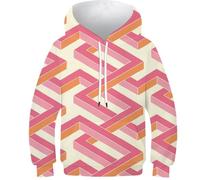 Modelli Geometrici Pullover Atletico Stampato in 3D Pullover Geometry Cute Husky Dog Manica Lunga con Tasche Felpa con Cappuccio per Ragazzi Ragazze Bambini Adolescenti, Style, 7-9 Years