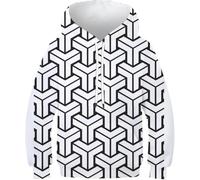 Modelli Geometrici Pullover Atletico Stampato in 3D Pullover Geometry Cute Husky Dog Manica Lunga con Tasche Felpa con Cappuccio per Ragazzi Ragazze Bambini Adolescenti, Style-1, 7-9 Years
