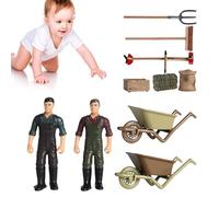 Modelli In Miniatura Della Fattoria Da 12 Pezzi - Set Da Gioco Con Figurine Degli Agricoltori, Regalo Per La Crescita Del Bambino, Apprendimento Incentrato Sulla Fattoria | Design Moderno Fai Finta Di