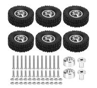 Modelli RC Per JJRC Per WPL C14 C24 C34 C44 B14 B24 B16 B36 Per HengLong Per FeiYu Pneumatici E Ruote Per Auto RC Pneumatici In Gomma In Lega Di Alluminio Ruote Accessori(Silver)