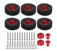 Modelli RC Per JJRC Per WPL C14 C24 C34 C44 B14 B24 B16 B36 Per HengLong Per FeiYu Pneumatici E Ruote Per Auto RC Pneumatici In Gomma In Lega Di Alluminio Ruote Accessori(Red)
