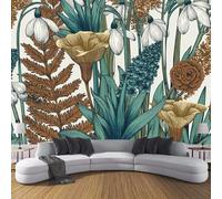 Modelli Vegetali Complessi Carta Da Parati - Felci Erba Della Pampa Adesivo Tessuto Di Seta Murale,Per Camera Da Letto Soggiorno Sala Da Pranzo 400L × 280A Cm,Marrone