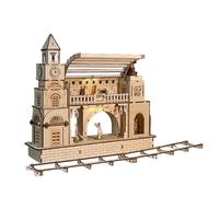 Modellini Da Costruire Puzzle 3D Legno - Kit Stazione Con Persone E Luci LED, Kit Modellismo, Puzzle in Legno Per Adulti, Regalo Speciale