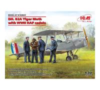 Modellino Aereo Dh. 82a Tiger Moth With WWII Raf Cadetti 1/32ème ICM 32037