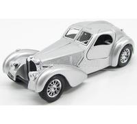 MODELLINO AUTO EPOCA STATICO BURAGO BUGATTI ATLANTIC 1936 SILVER SCALA 1/24