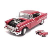 MODELLINO AUTO EPOCA STATICO MOTORMAX CHEVROLET BEL AIR 1955 ROSSO SCALA 1:18