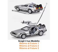 Modellino Auto Pressofuso in Lega 1:24 Auto DMC-12 Delorean Ritorno al Futuro