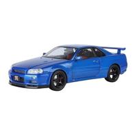 Modellino auto scala 1:18 For Nissan Skyline GTR-R34 Modello Di Auto In Lega Pressofusa In Metallo Collezione Di Suoni E Luci Modellino auto lega(Blue with box)