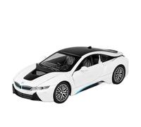 Modellino auto scala 1:32 For BMW I8 Modello Auto Sportiva Lega Mini Auto Metallo Pressofuso 4 Porte Possono Essere Aperte Veicolo Sonoro Luminoso Modellino auto lega(White)