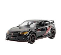 Modellino auto scala 1:32 For Honda Civic Type-R Super Modificata Auto Sportiva Lega Metallo Pressofuso Modello Alta Simulazione Ornamenti Suono E Luce Modellino auto lega(Black)