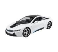 Modellino auto scala Modello Auto Lega Simulazione BMW I8 In Scala 1:24 Ornamenti Pressofusi Con Funzione Trazione Posteriore Suono E Luce Modellino auto lega(White)