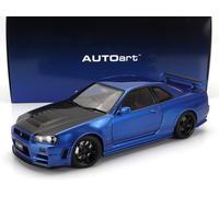 MODELLINO AUTO STATICO AUTOART NISSAN SKYLINE GT-R R34 Z-TUNE 2002 BLU NERO 1/18