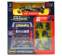 MODELLINO AUTO STATICO BURAGO DIORAMI PIT STOP SET RED BULL RB19 PEREZ 2023 1/43