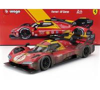 MODELLINO AUTO STATICO BURAGO FERRARI 499P DIRTY WINNER LE MANS 2024 SCALA 1/18