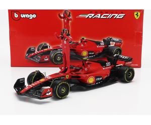 MODELLINO AUTO STATICO BURAGO FERRARI F1 SF23 #55 FIGURE SAINZ 2023 SCALA 1/24