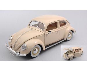 MODELLINO AUTO STATICO BURAGO VW KAFER BEETLE MAGGIOLINO 1955 CREAM SCALA 1:18