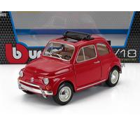 MODELLINO AUTO STATICO DIECAST BURAGO FIAT 500L OPEN ROOF 1968 ROSSO SCALA 1/16