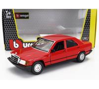 MODELLINO AUTO STATICO DIECAST MERCEDES 190E 1984 ROSSO MODELLISMO SCALA 1/24