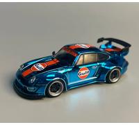 MODELLINO AUTO STATICO DIECAST SCALA 1:64 METALLO BLU PER PORSCHE RWB 993/964