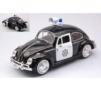 MODELLINO AUTO STATICO MOTORMAX VW MAGGIOLINO BEETLE POLICE NERO SCALA 1/24