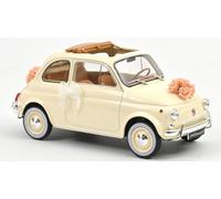 MODELLINO AUTO STATICO NOREV FIAT 500 L 1968 BEIGE WEDDING GIFT SCALA 1:18