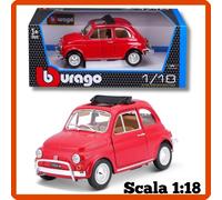 Modellino auto statico scala 1/18 diecast FIAT 500L 1968 rossa Bburago burago