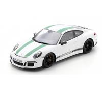 MODELLINO AUTO STATICO SCHUCO PORSCHE 911 R 2016 BIANCO VERDE STRIPES SCALA 1:12