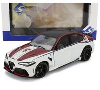 MODELLINO AUTO STATICO SOLIDO ALFA ROMEO GIULIA GTA-M 2023 BIANCO/ROSSO 1/18