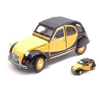 MODELLINO AUTO STATICO WELLY CITROEN 2CV 6 CHARLESTON 1982 GIALLO/NERO 1:24-27