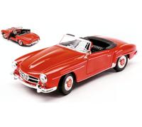 MODELLINO AUTO STATICO WELLY MERCEDES 190SL CABRIOLET 1955 ROSSO SCALA 1:24
