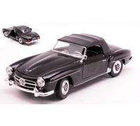 MODELLINO AUTO STATICO WELLY MERCEDES 190SL CLOSED SOFT TOP 1955 NERO SCALA 1:24