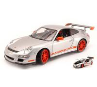MODELLINO AUTO STATICO WELLY PORSCHE 911 GT3 RS 2007 GRIGIO ARANCIO STRIPS 1:18
