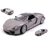 MODELLINO AUTO STATICO WELLY PORSCHE 918 SPYDER W/CLOSED TOP GRIGIO SCALA 1:18