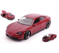 MODELLINO AUTO STATICO WELLY PORSCHE TAYCAN TURBO S ROSSO MODELLISMO SCALA 1:24