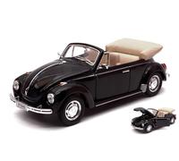 MODELLINO AUTO STATICO WELLY VW MAGGIOLINO BEETLE CABRIO 1960 NERO SCALA 1:24