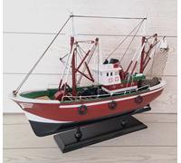 MODELLINO BARCA DA PESCA DEL MEDITERRANEO ROSSO ARREDO PESCHERECCIO LEGNO Cm. 42