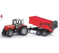 Bruder Trattore Massey Ferguson 7480 con Rimorchio Ribaltabile Veicolo Giocattolo Scala 1:16 per Bambini da 3+ Anni - 02045