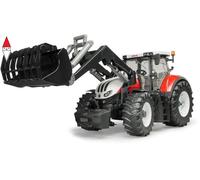 MODELLINO BRUDER TRATTORE STEYR 6300 TERRUS CVT CON BENNA
