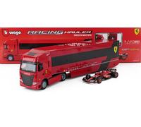 BBURAGO Iveco S-Way 570 Racing con Ferrari SF-24#16 Leclerc, Set Diecast in Scala 1:43, Bisarca Dettagliata con Auto F1, Licenze Ufficiali Ferrari e Iveco, Età Consigliata 3+ Anni