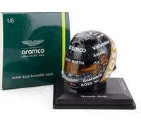Spark Model Aston Martin F1 Team, Ufficiale 2024, Fernando Alonso Silverstone Special Edition, 1/5 Scale Mini Casco, Nero