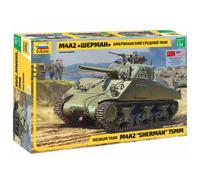 Modellino Char Medium Tank M4a2 Sherman 75mm ZVEZDA 3702 1:3 5maquette Promo