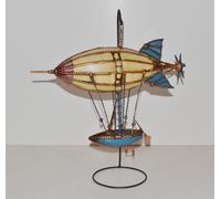 Modellino Di Aereo D'epoca Zeppelin Dirigibile Con Supporto In Metallo L 37 Cm