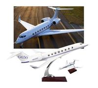 Modellino di aereo Gulfstream G650ER in scala 1:70 - Livrea di fabbrica autentica, luci, pale del motore rotanti | Modello di aereo da collezione for appassionati di aviazione, regalo perfetto