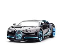 modellino di Auto Giocattolo 1:32 Adatto per Bugatti per Chiron Modello di Auto in Lega pressofusa in Metallo Supercar Suono Luce Tirare Indietro Porte Aperte(Black)