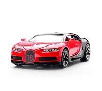 modellino di Auto Giocattolo 1:32 Adatto per Bugatti per Chiron Modello di Auto in Lega pressofusa in Metallo Supercar Suono Luce Tirare Indietro Porte Aperte(Red)