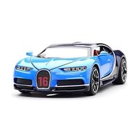 modellino di Auto Giocattolo 1:32 Adatto per Bugatti per Chiron Modello di Auto in Lega pressofusa in Metallo Supercar Suono Luce Tirare Indietro Porte Aperte(Blue)