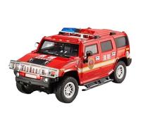 Modellino di auto in lega 1:18 For Modello Di Auto H2 In Gomma, Auto Della Polizia In Miniatura, Luci, Suoni, Volante, Simulazione Di Camion Dei Pompieri Modellini da collezione(Red)